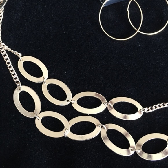 Long Gold Tone Chain Double Layer Sweater Necklace + Free Gift - Picture 3 of 12